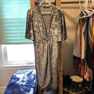 Zara silver blue crushed velvet dress